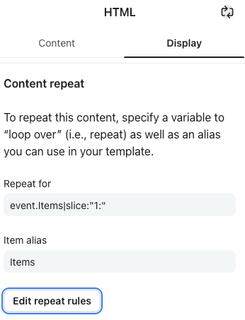 Product Grid Content Repeat Settings