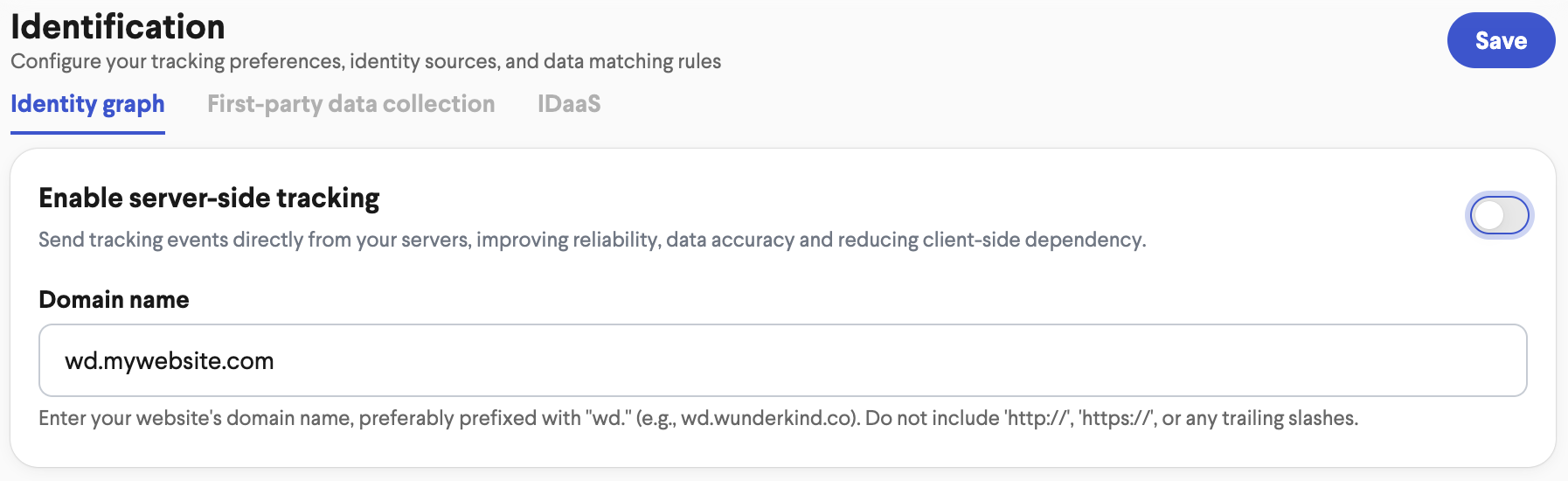 Identity Graph configuration for SST in Wunderkind Platform